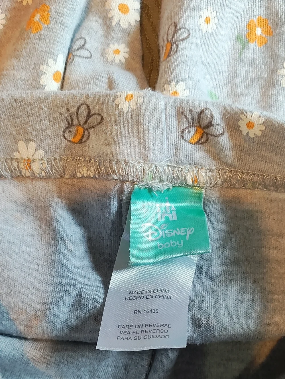 Peach Ribbed Baby One-Piece with Gray Floral Leggings Set 0-3 Months